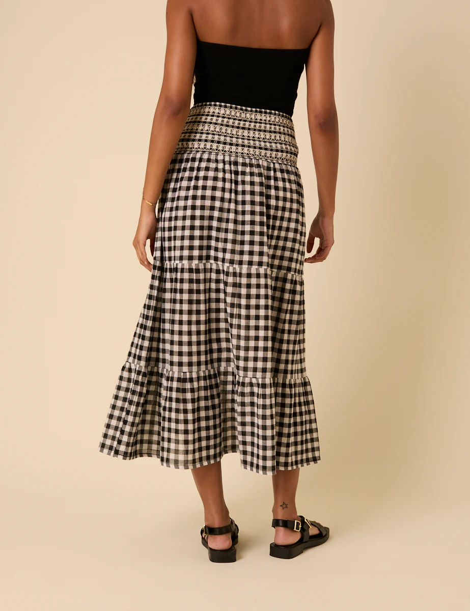 Black Gingham Midi Skirt - Image 4