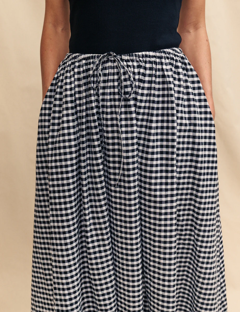 Black Gingham Midi Skirt - Image 3