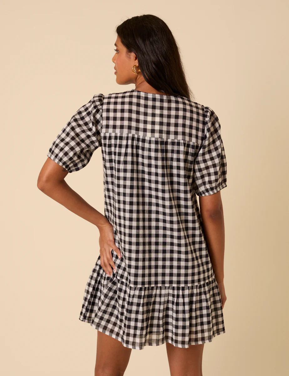 Black Gingham Phoebe Mini Dress - Image 4