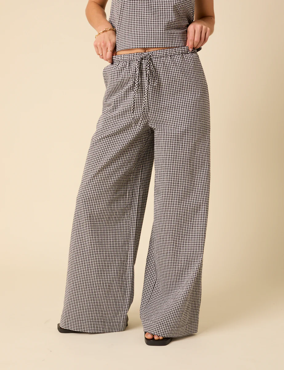 Black Gingham Relaxed Trousers - Image 2