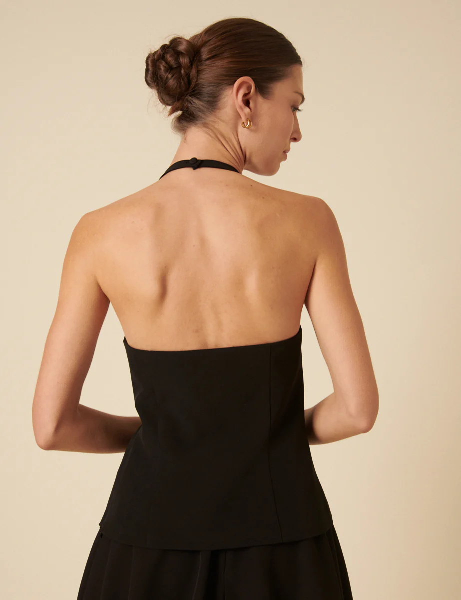 Black Halterneck Tailored Waistcoat - Image 5