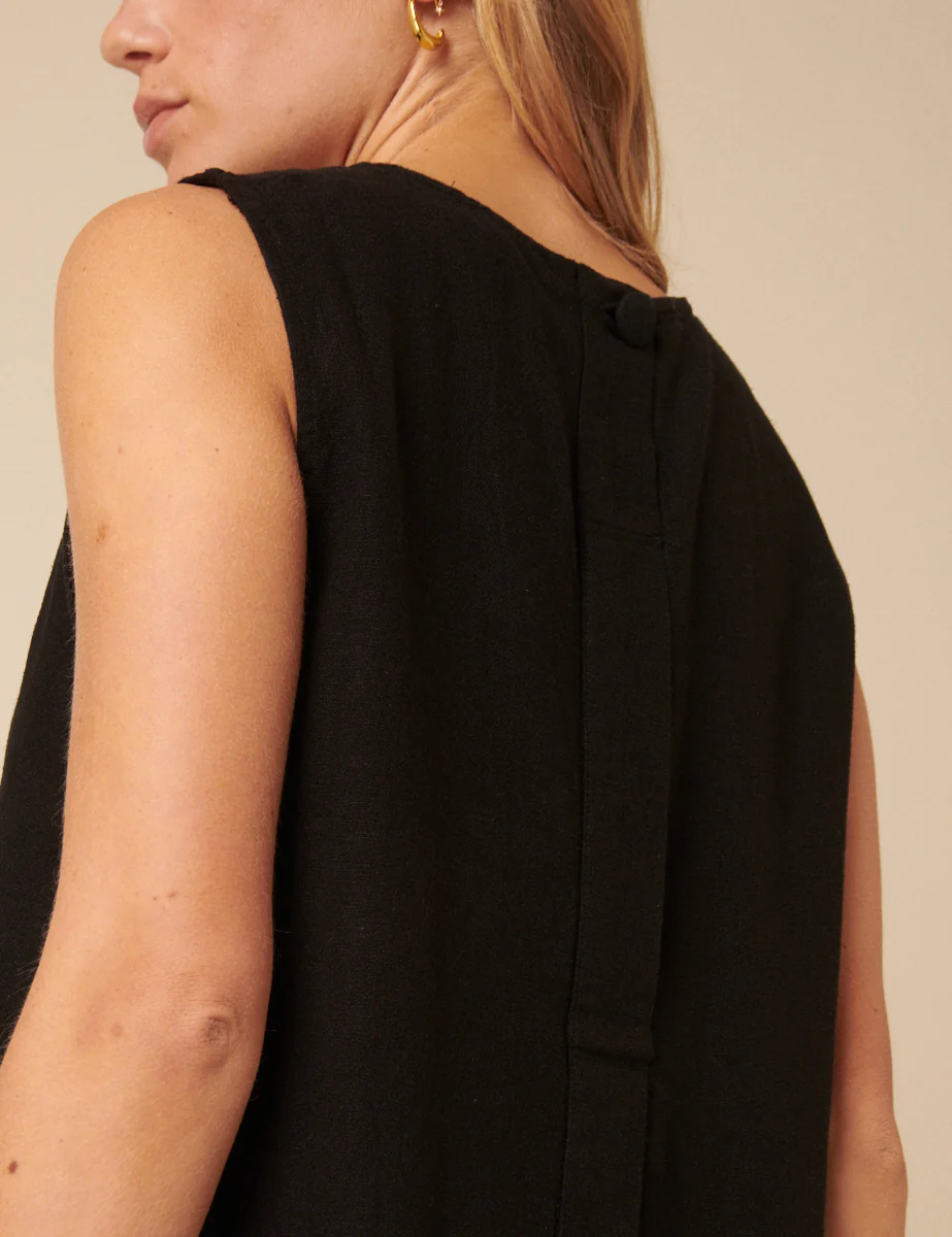 Black Linen-Blend Swing Top - Image 5