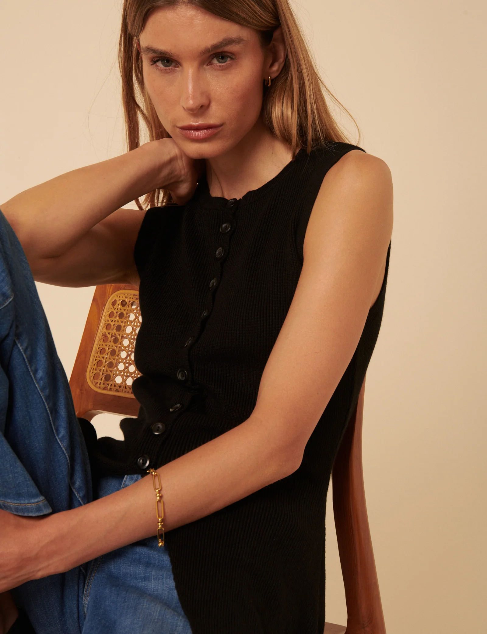 Black Longline Knitted Waistcoat - Image 4