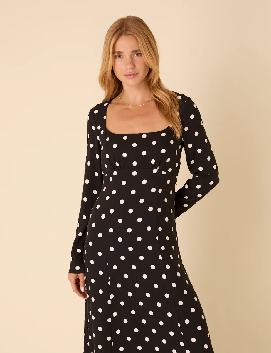 Black Polka Dot Delilah Midi Dress - Image 4