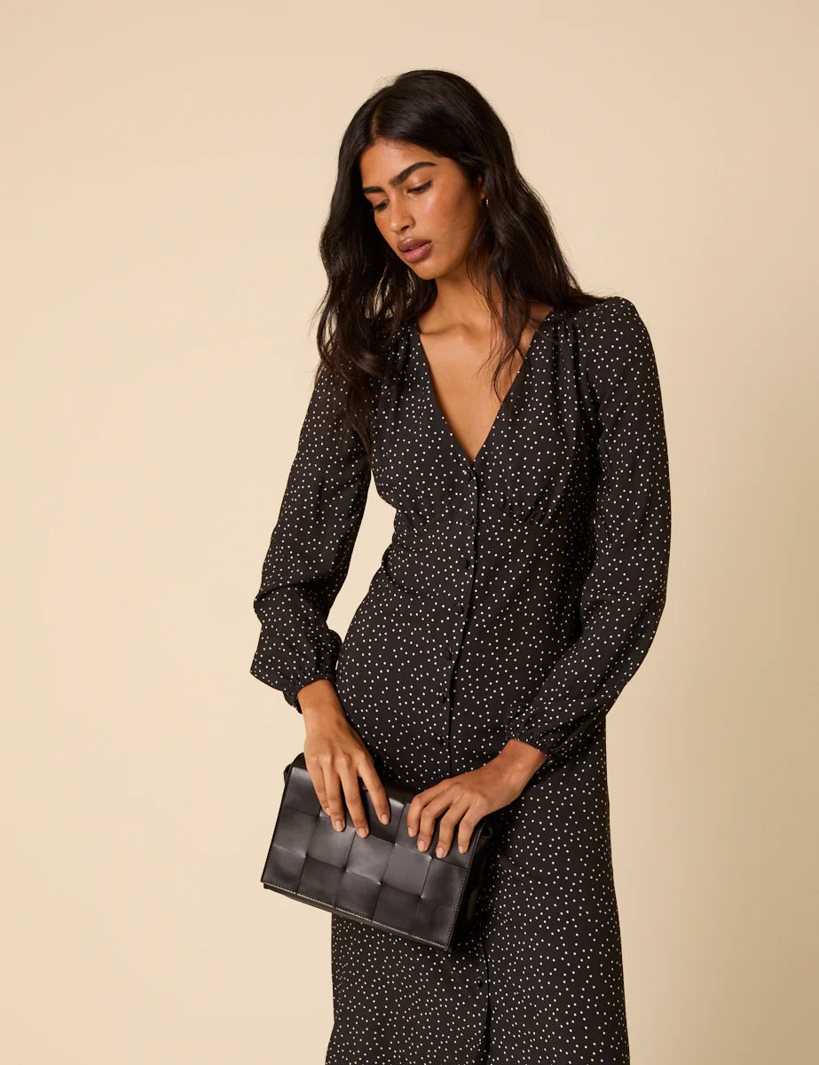 Black Polka Dot Kennedy Midi Dress - Image 4