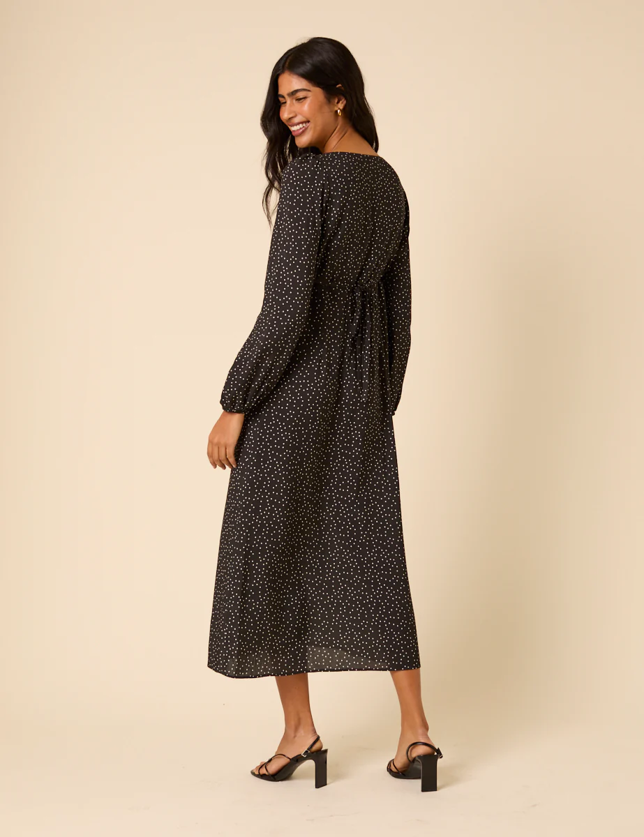Black Polka Dot Kennedy Midi Dress - Image 5