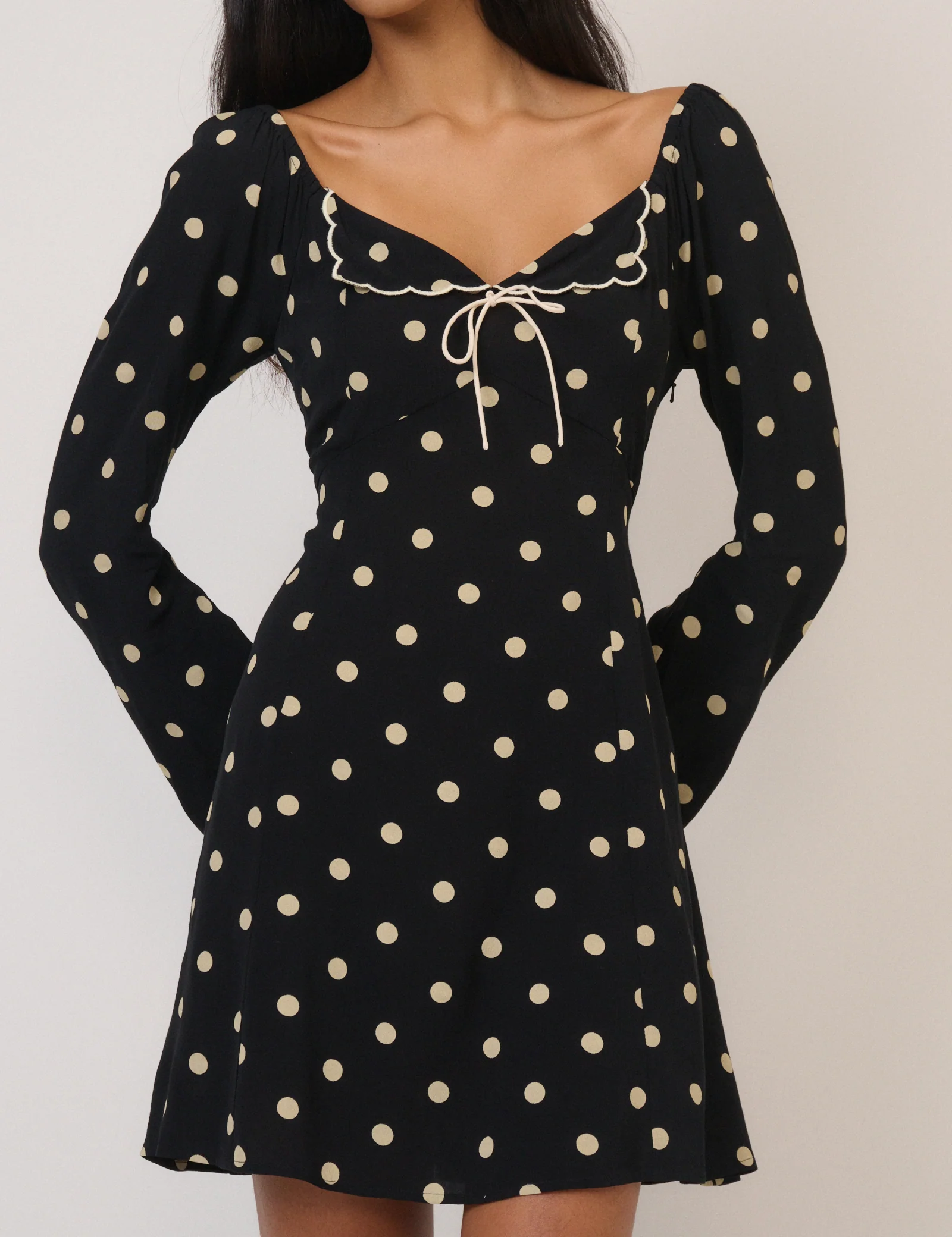 Black Polka Dot Lyon Mini Dress - Image 2