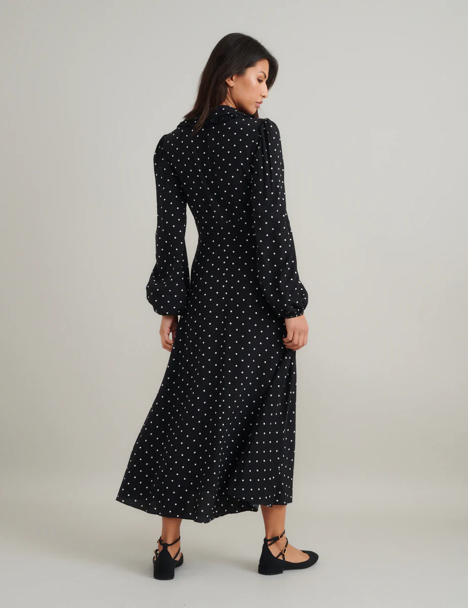 Black Polka Dot Ottillie Midi Dress - Image 4