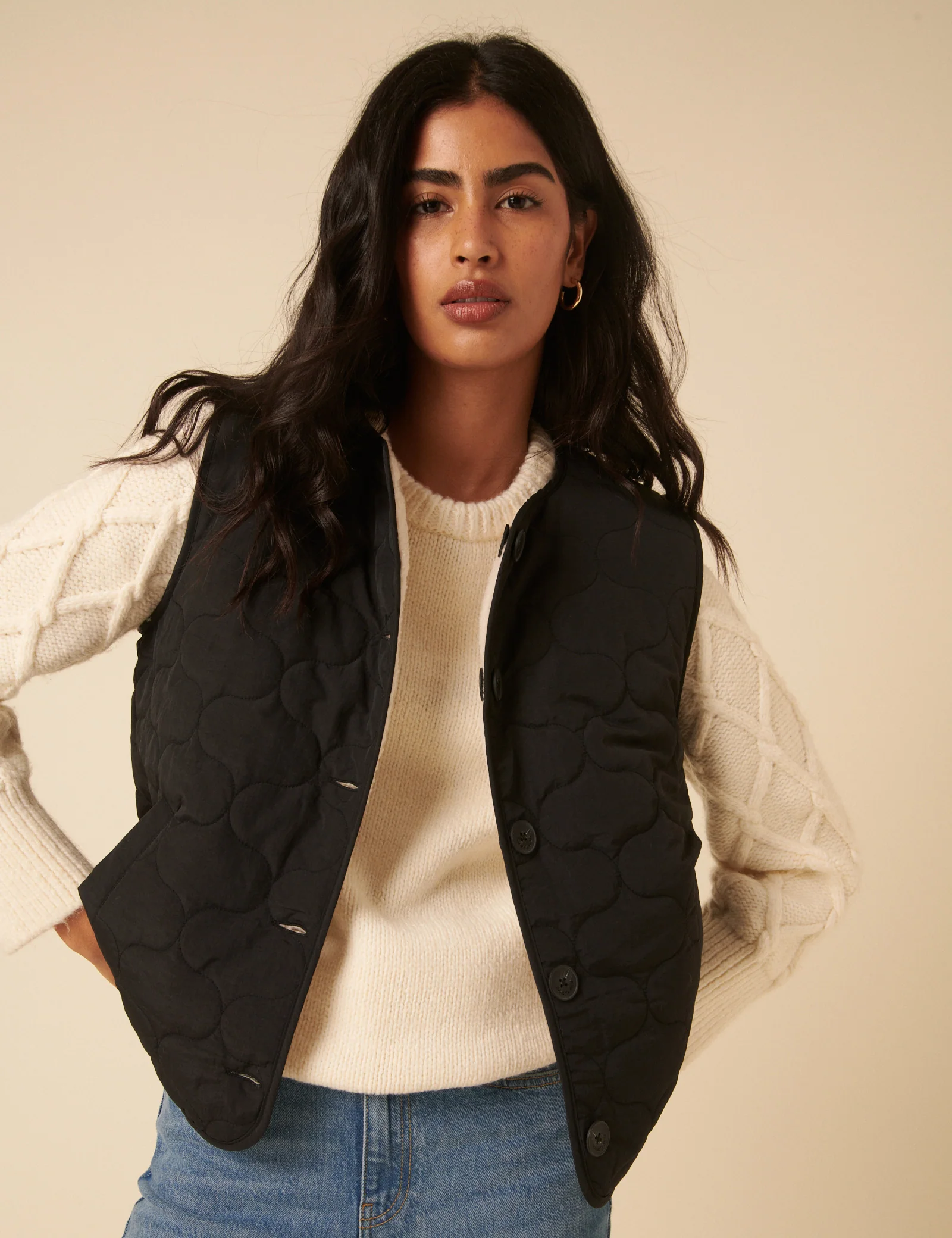 Black Quilted Borg Reversible Gilet - Image 2