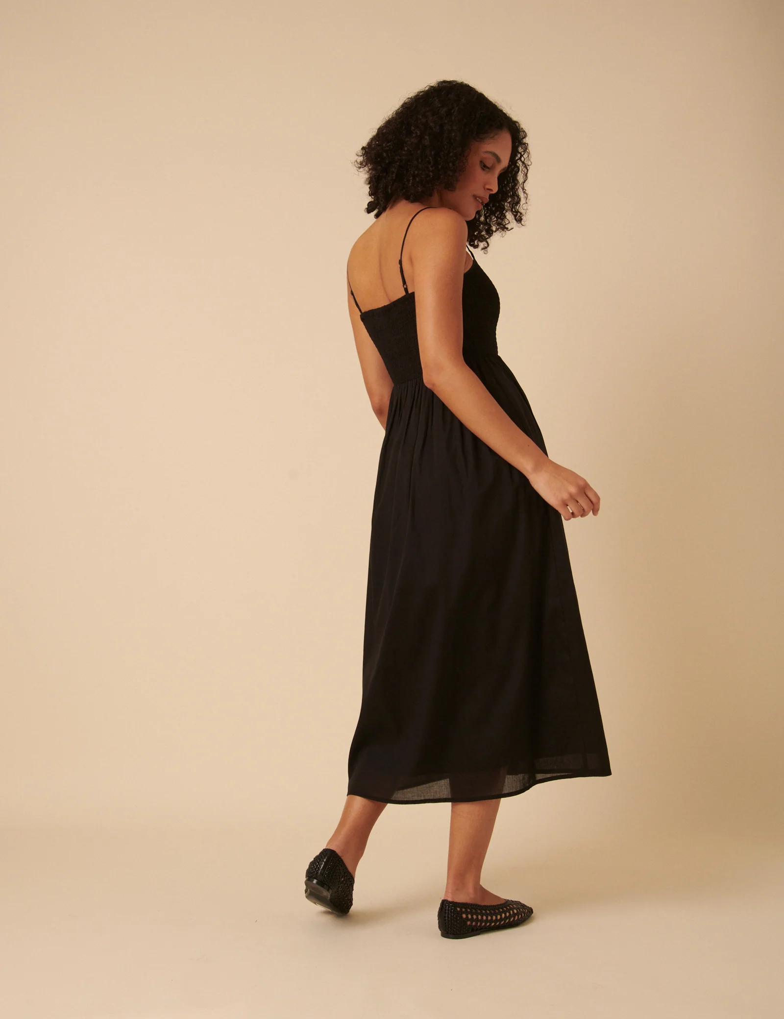 Black Ruched Bodice Tamara Midi Dress - Image 5