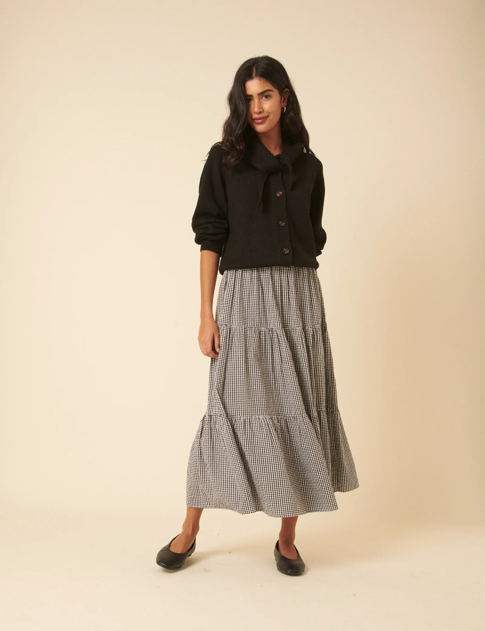 Black Scarf Neck Cardigan - Image 4