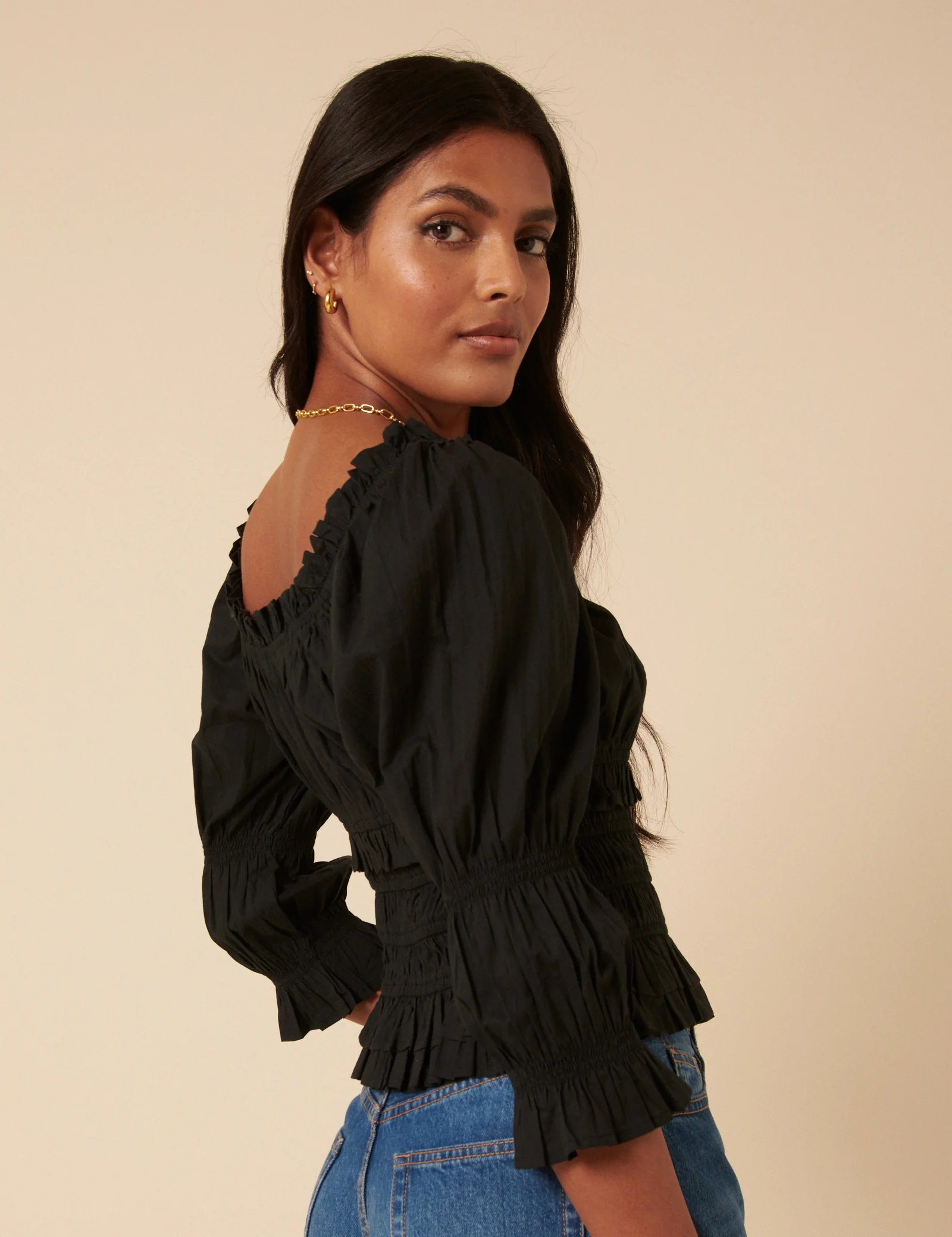 Black Shirred Top - Image 5