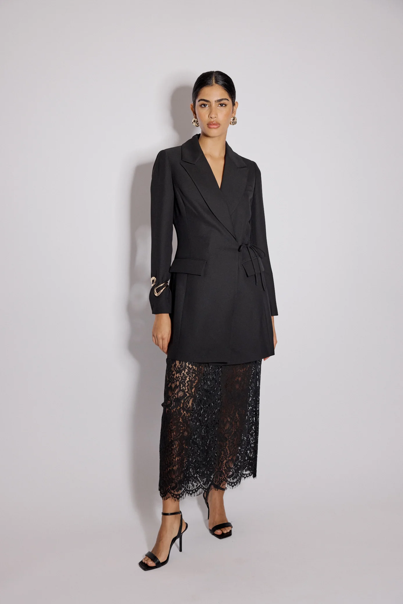 Black Tie Waist Blazer Mini Dress - Image 4