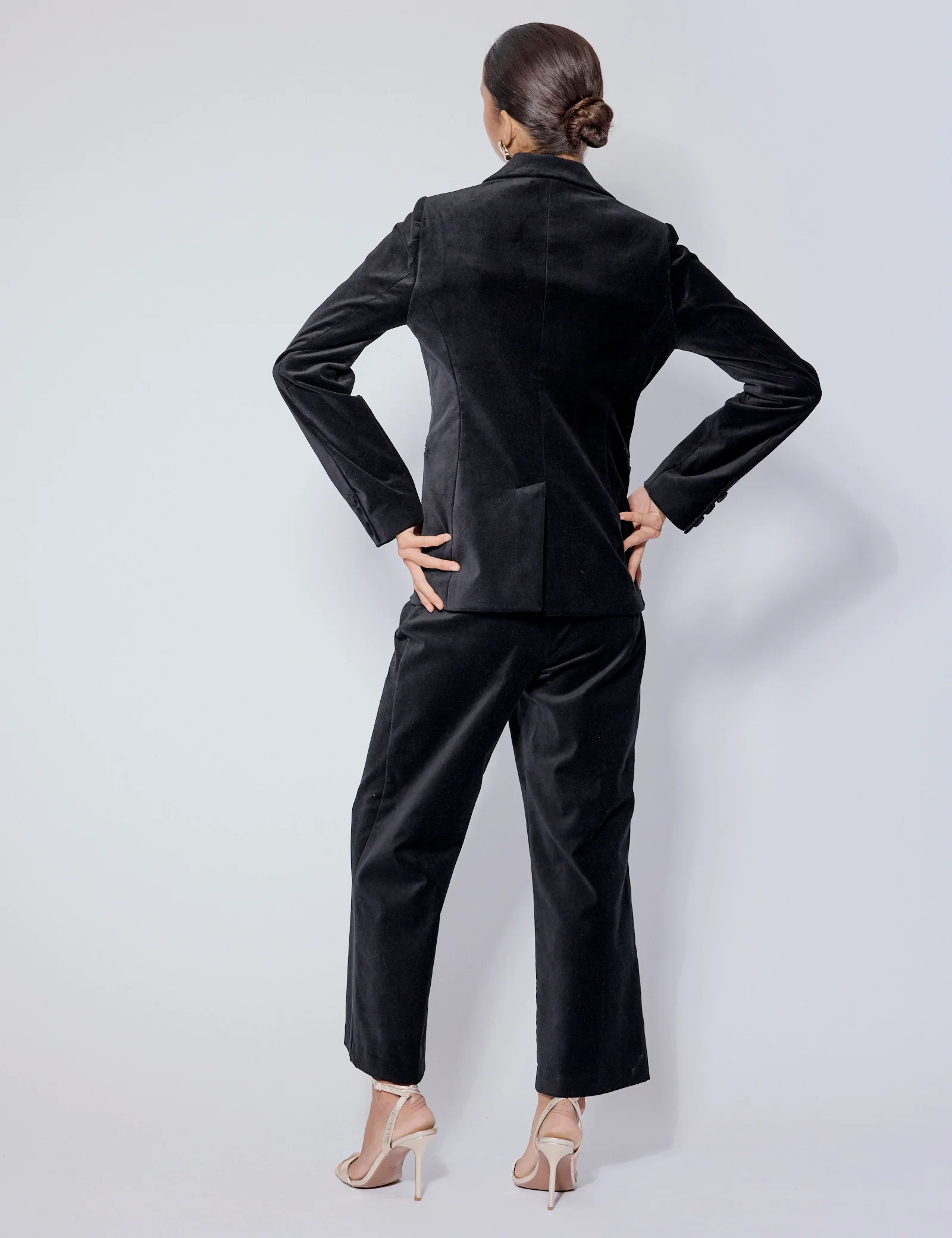 Black Velvet Double Breasted Blazer - Image 5