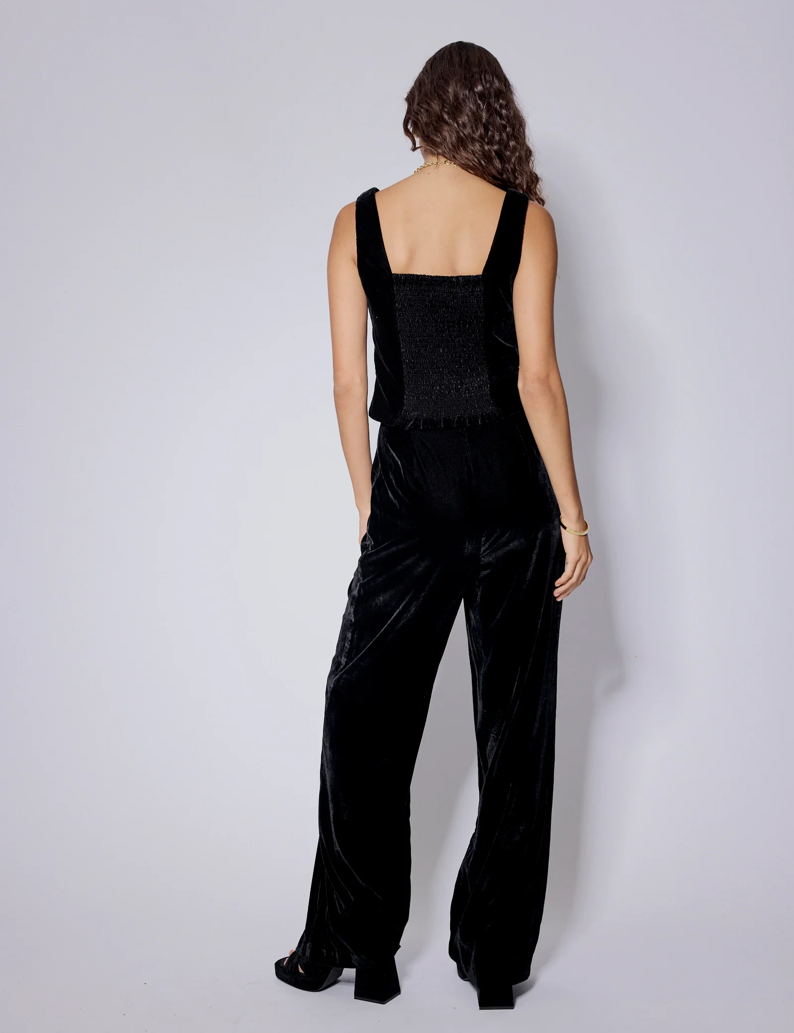 Black Velvet Square Neck Waistcoat - Image 5