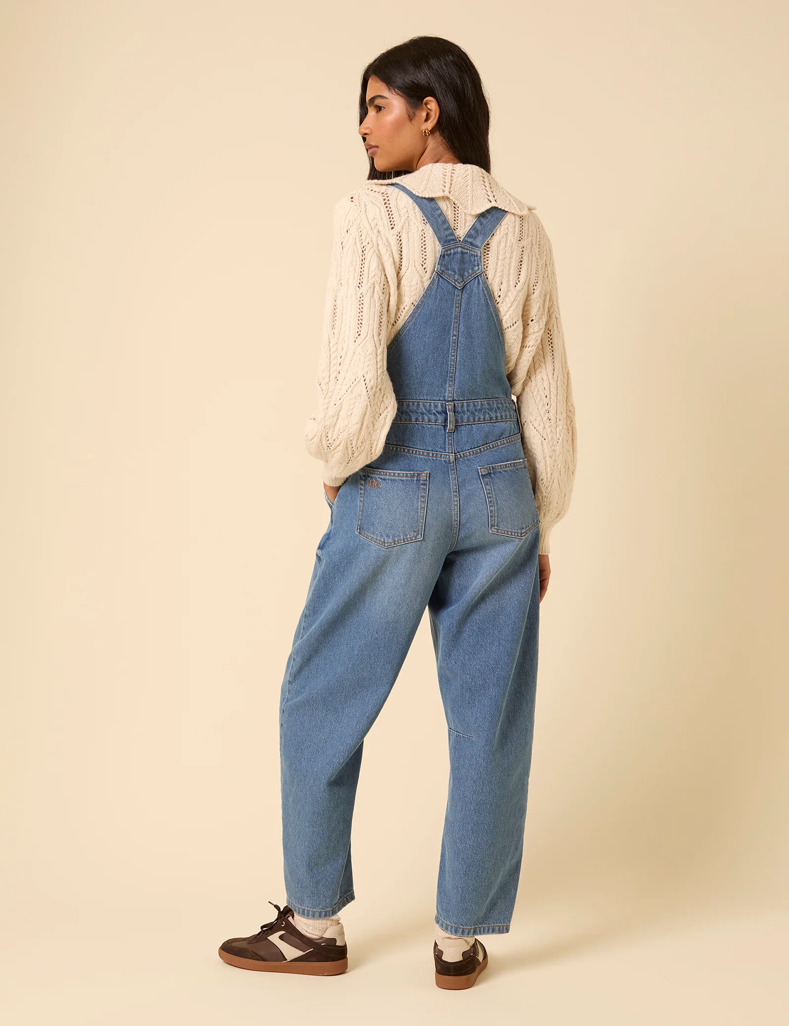 Blue Denim Barrel Leg Dungarees - Image 4