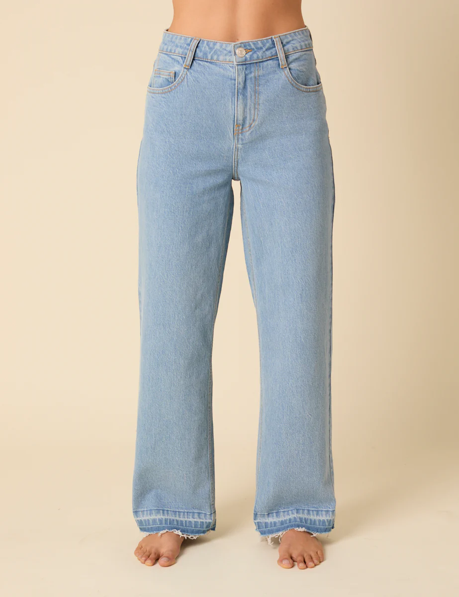 Blue High Rise Boyfriend Straight Leg Jeans - Image 2