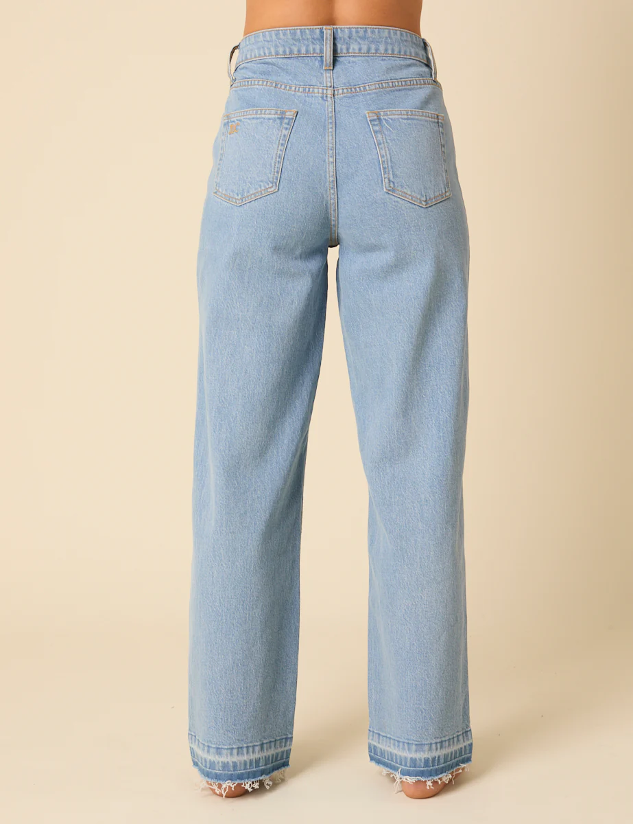 Blue High Rise Boyfriend Straight Leg Jeans - Image 5