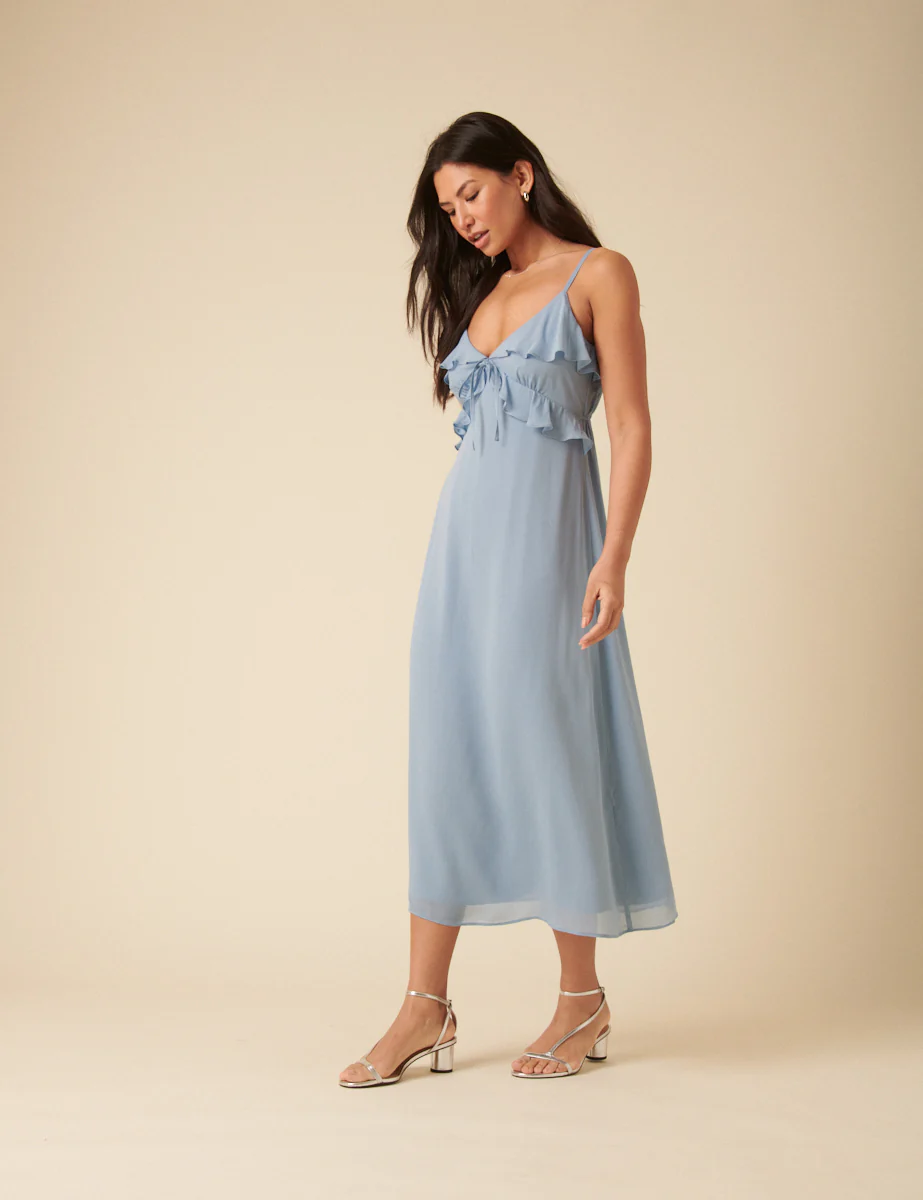 Blue Frill Roe Midi Dress - Image 4