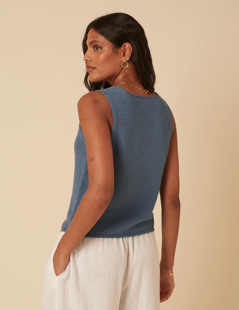 Blue Knitted Waistcoat - Image 4