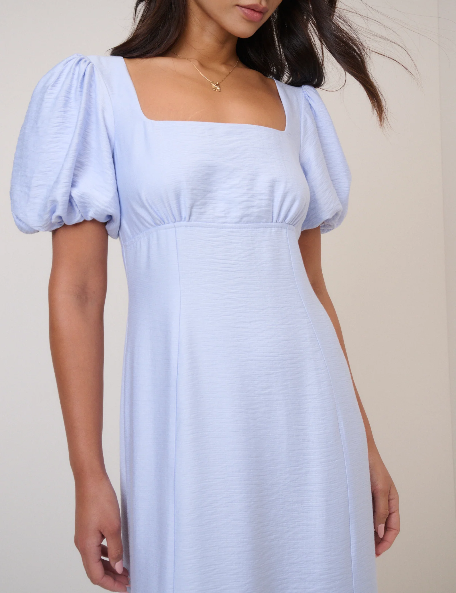 Blue Puff Sleeve Pax Midi Dress - Image 3