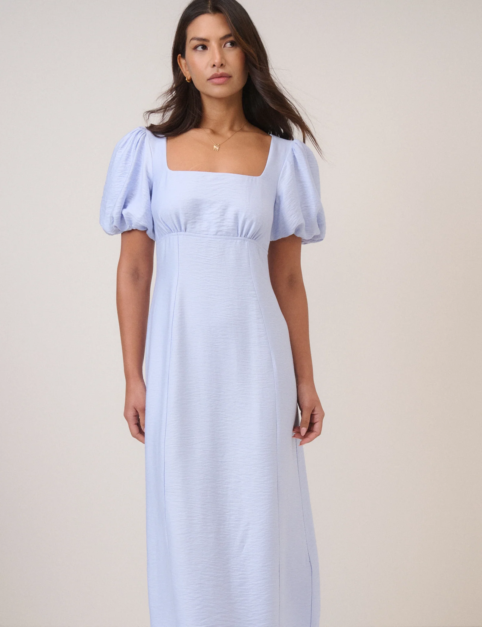 Blue Puff Sleeve Pax Midi Dress - Image 4