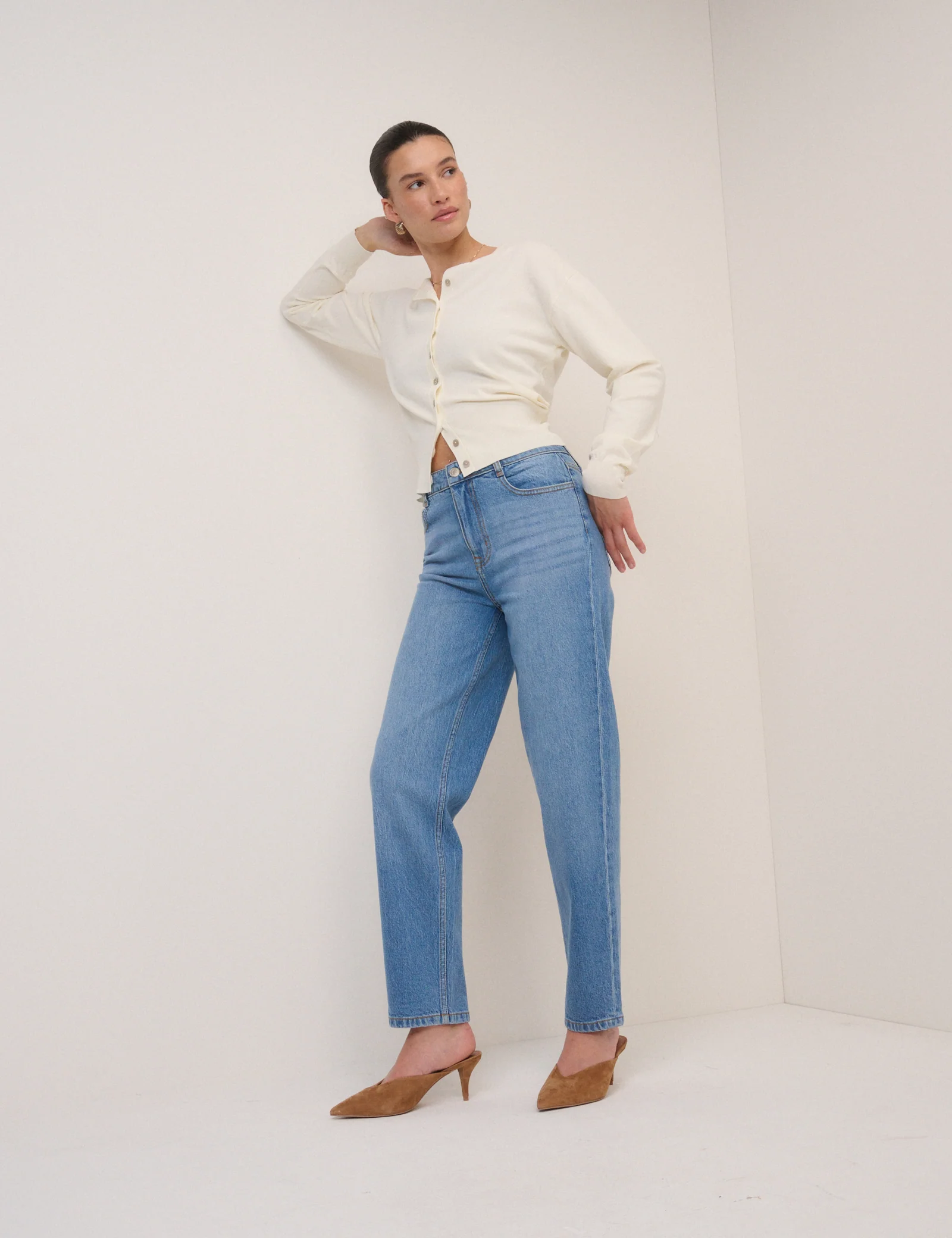 Blue Mid Rise Camden Tapered Jeans - Image 3