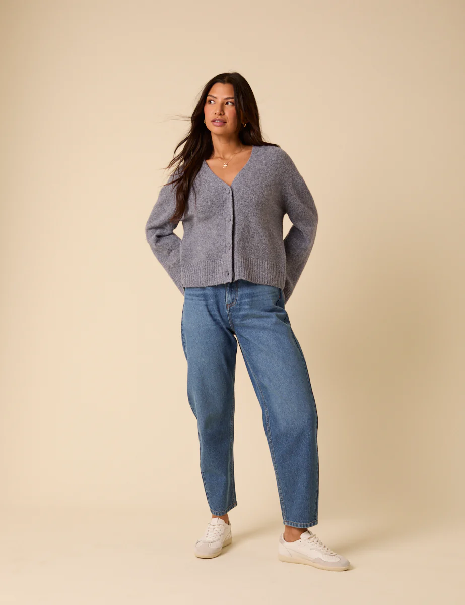 Blue V-Neck Relaxed Cardigan - Image 3
