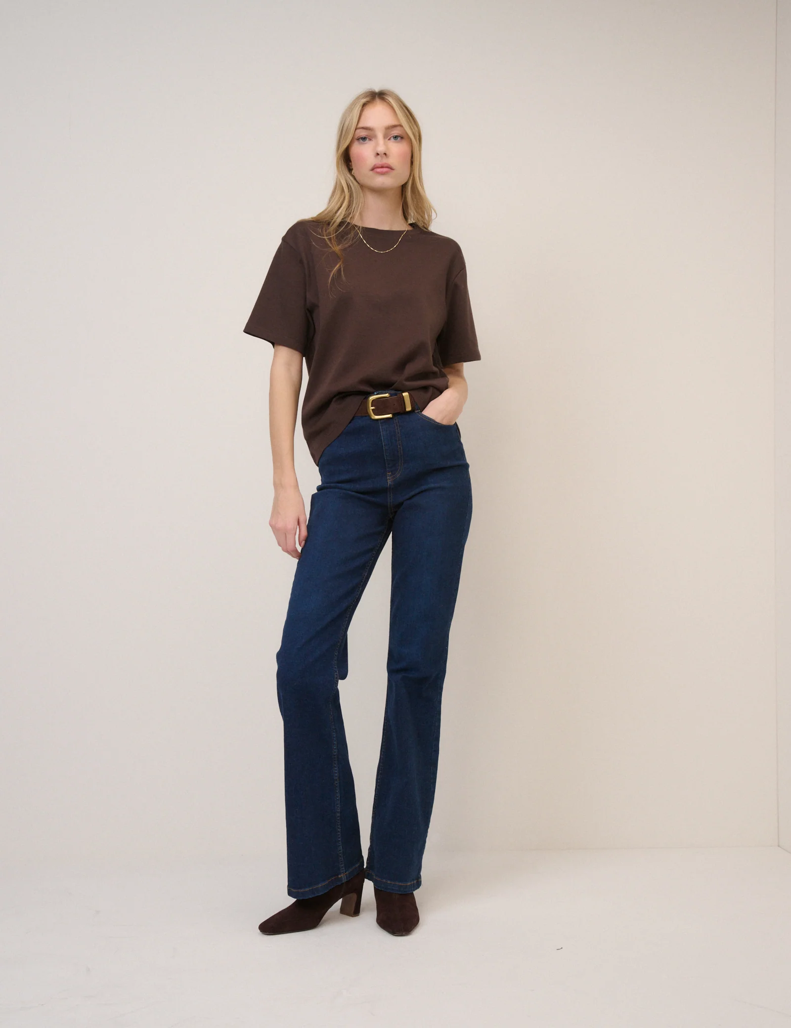 Chocolate Brown Boxy Fit T-Shirt - Image 2