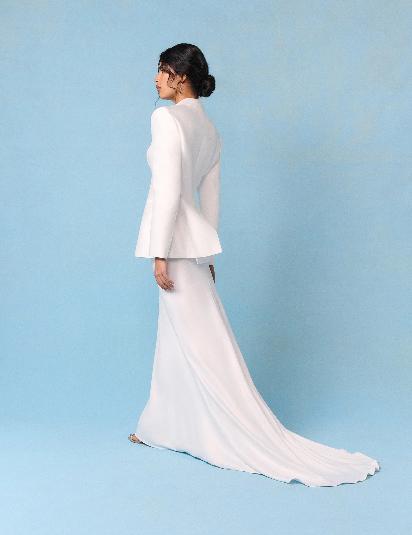 Bridal Ivory Satin A-Line Maxi Skirt - Image 2