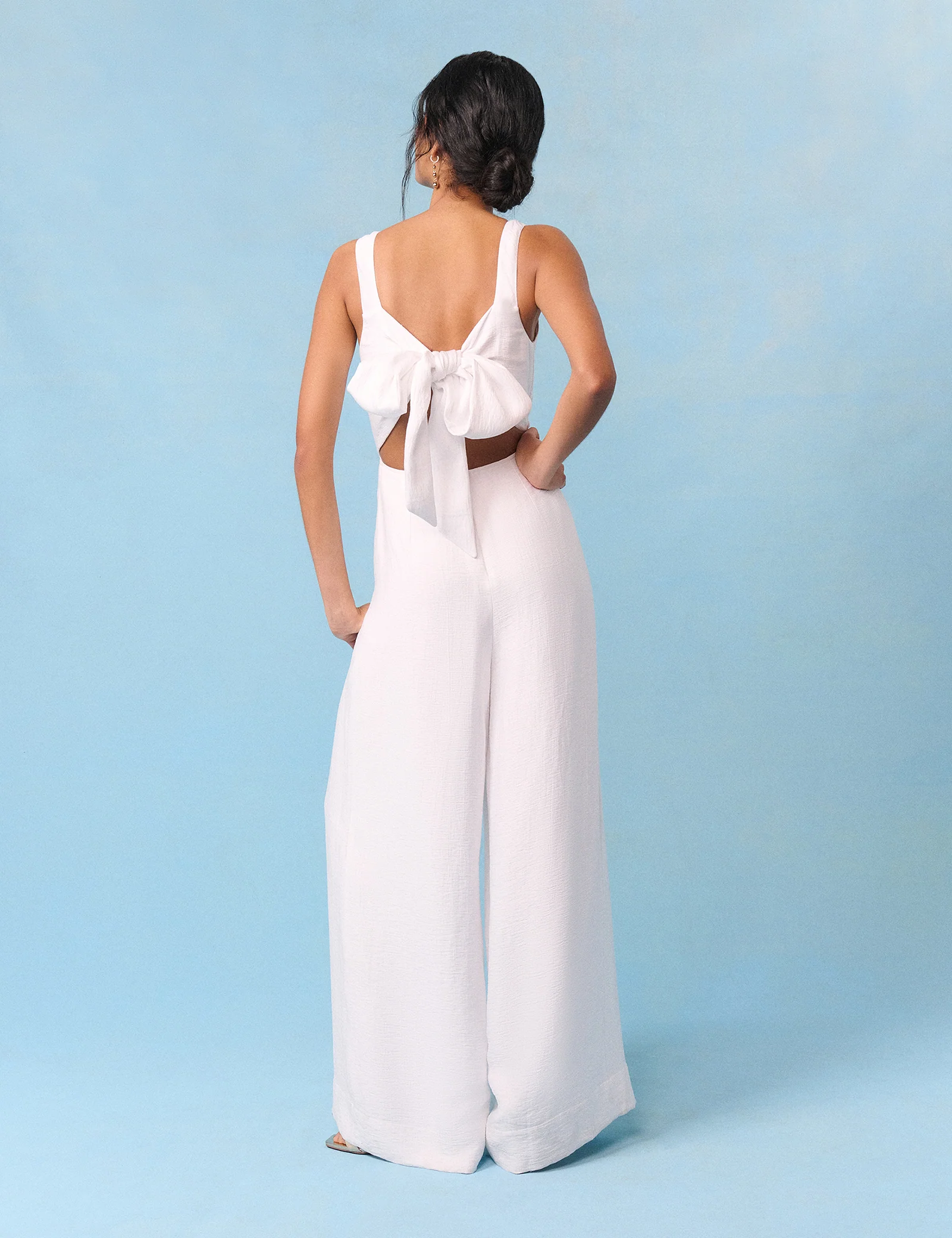 Bridal Ivory Satin Bow-Back Taylor Jumpsuit - Image 5