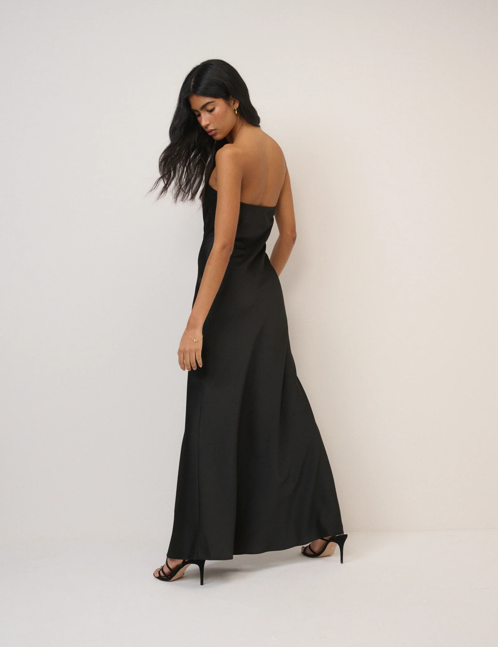 Black Satin Bandeau Arden Maxi Dress - Image 5