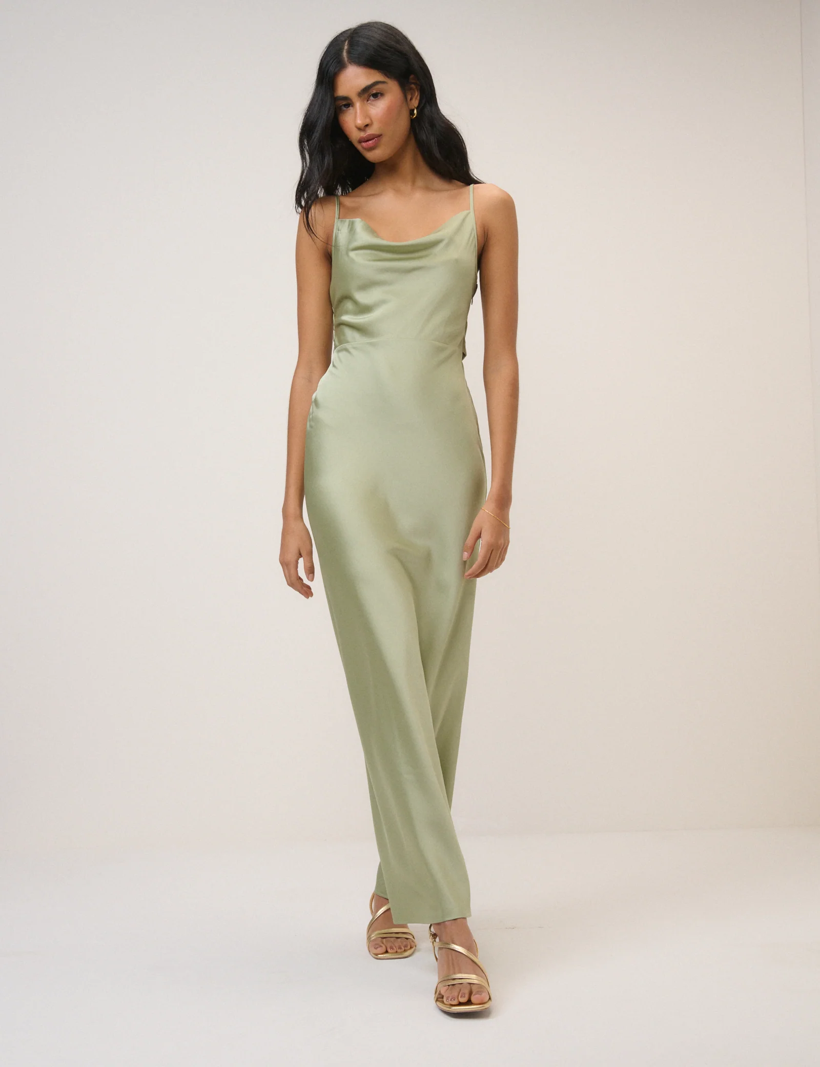 Sage Satin Strappy Ellison Maxi Dress - Image 4