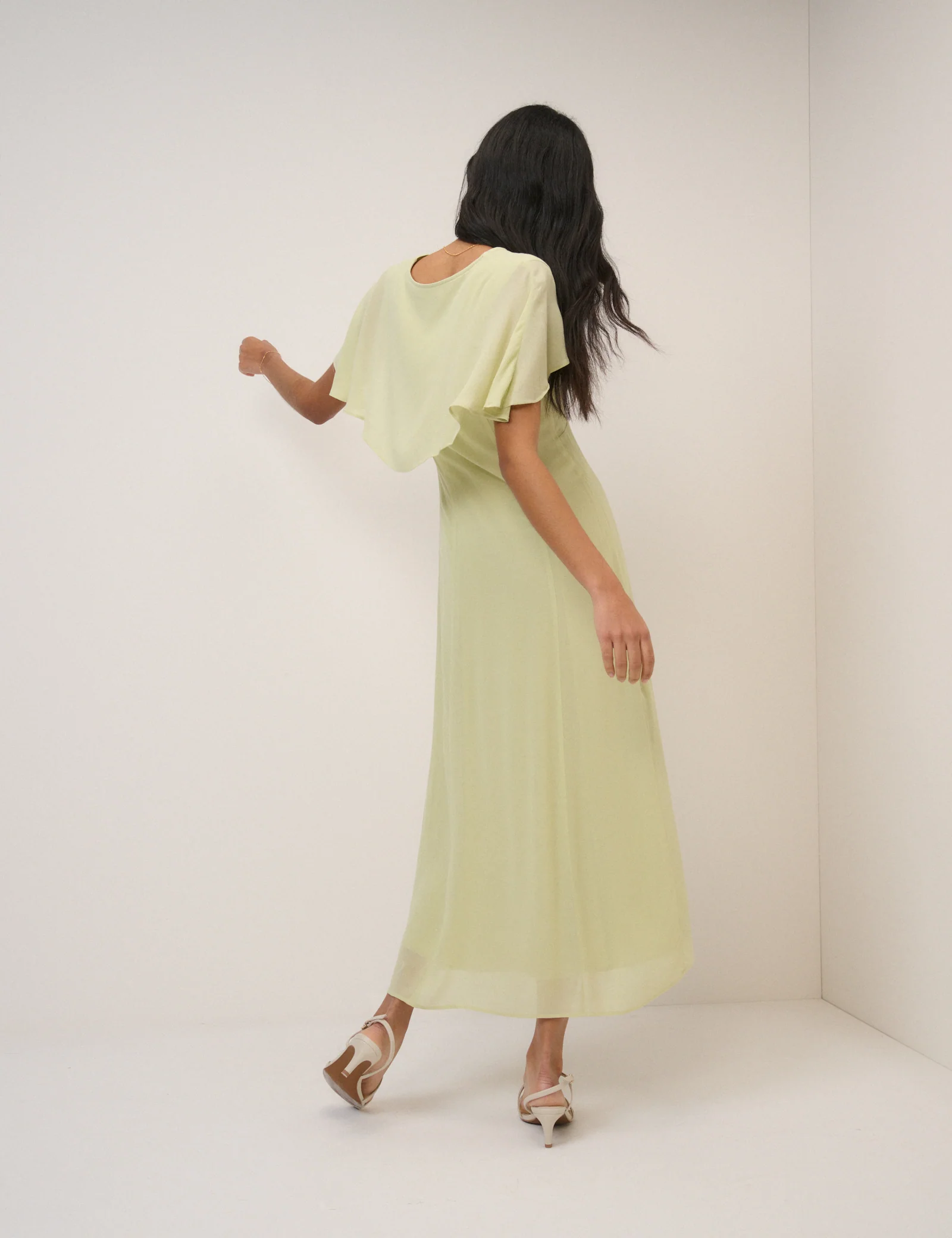 Sage Chiffon Short Sleeve Marlow Midi Dress - Image 5