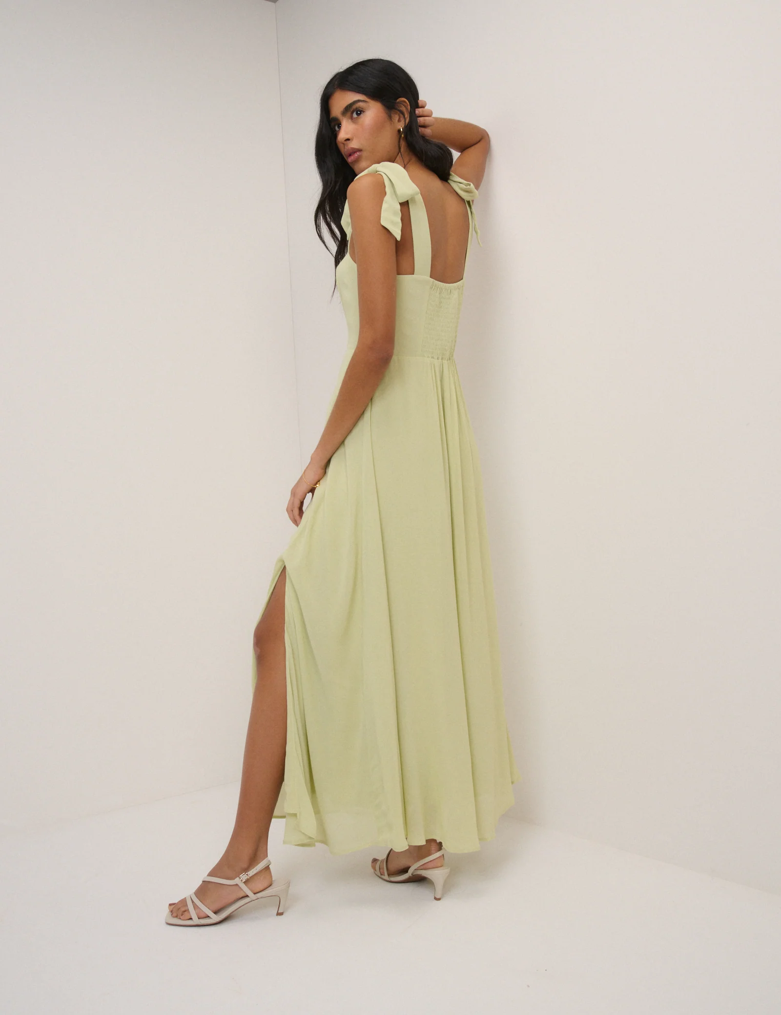 Green Chiffon Square Neck Tamar Midi Dress - Image 5