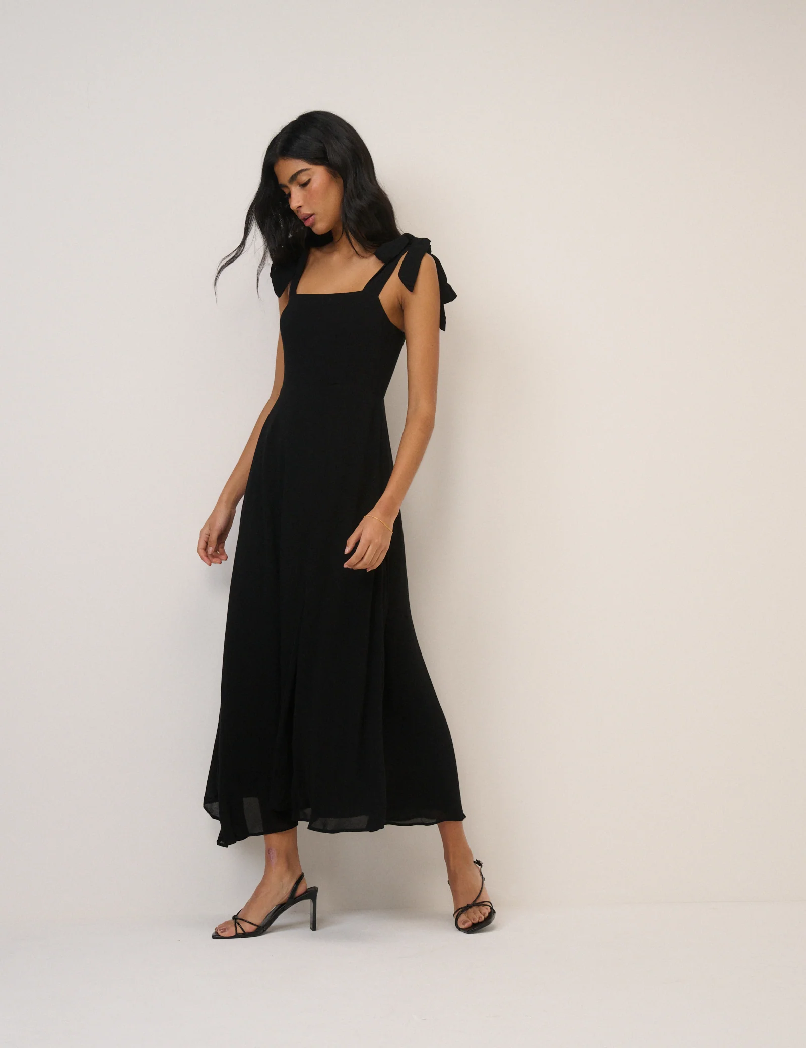 Black Square Neck Tamar Midi Dress - Image 3