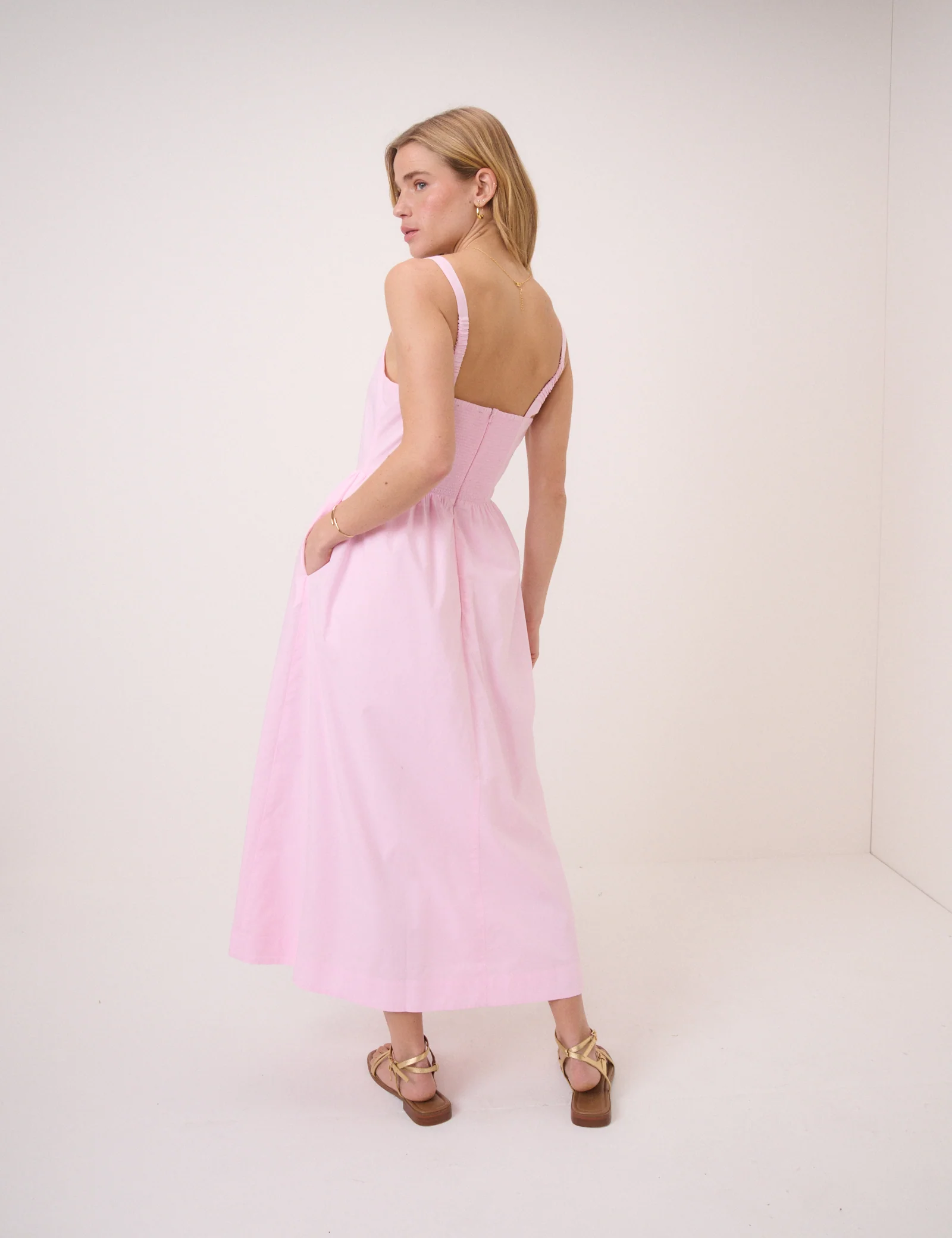 Pink Square Neck Brielle Midi Dress - Image 5