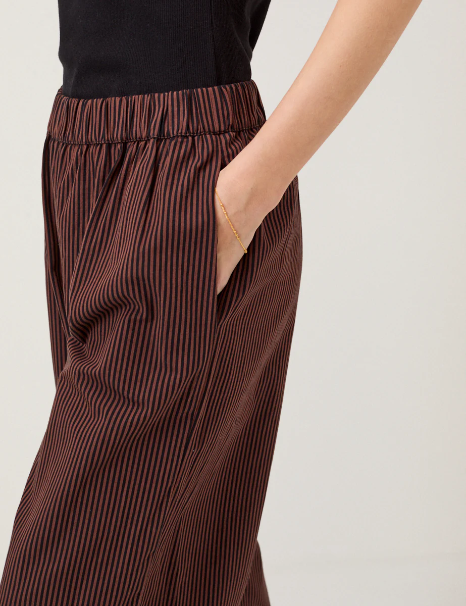 Brown Pinstripe Wide Leg Trousers - Image 4