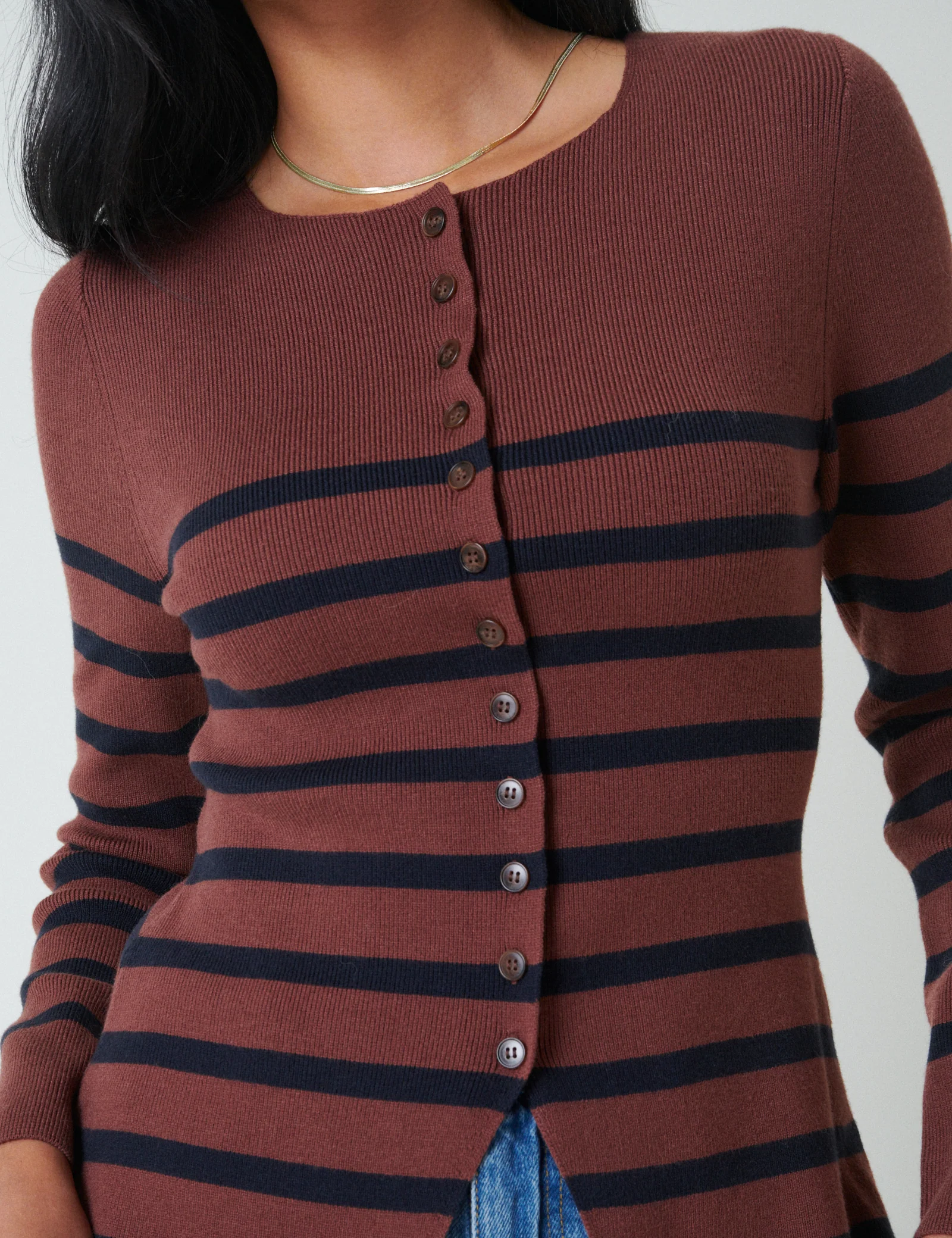 Brown And Black Striped Cardigan - Image 4