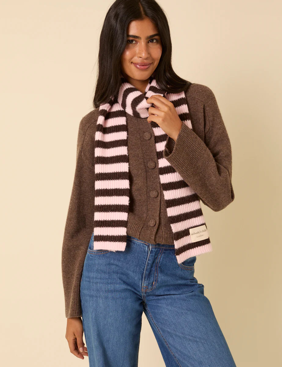 Brown And Pink Striped Scarf - Image 3
