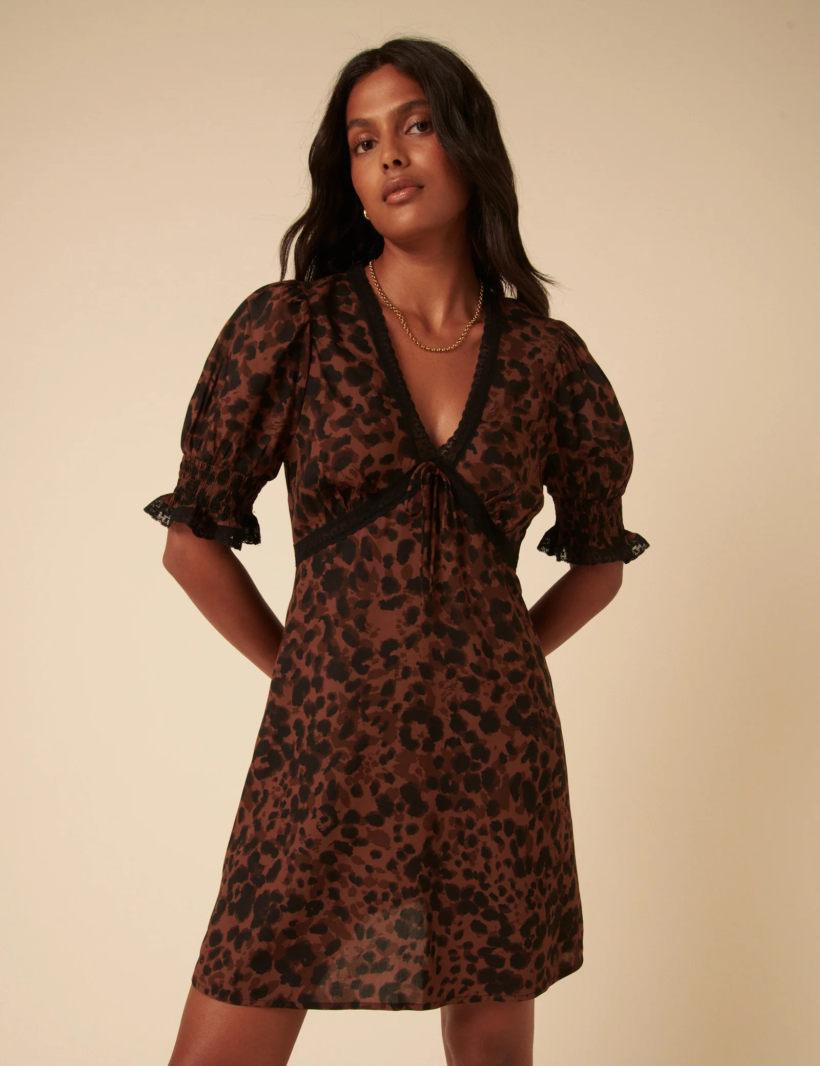 Brown Animal Print Mini Dress - Image 2