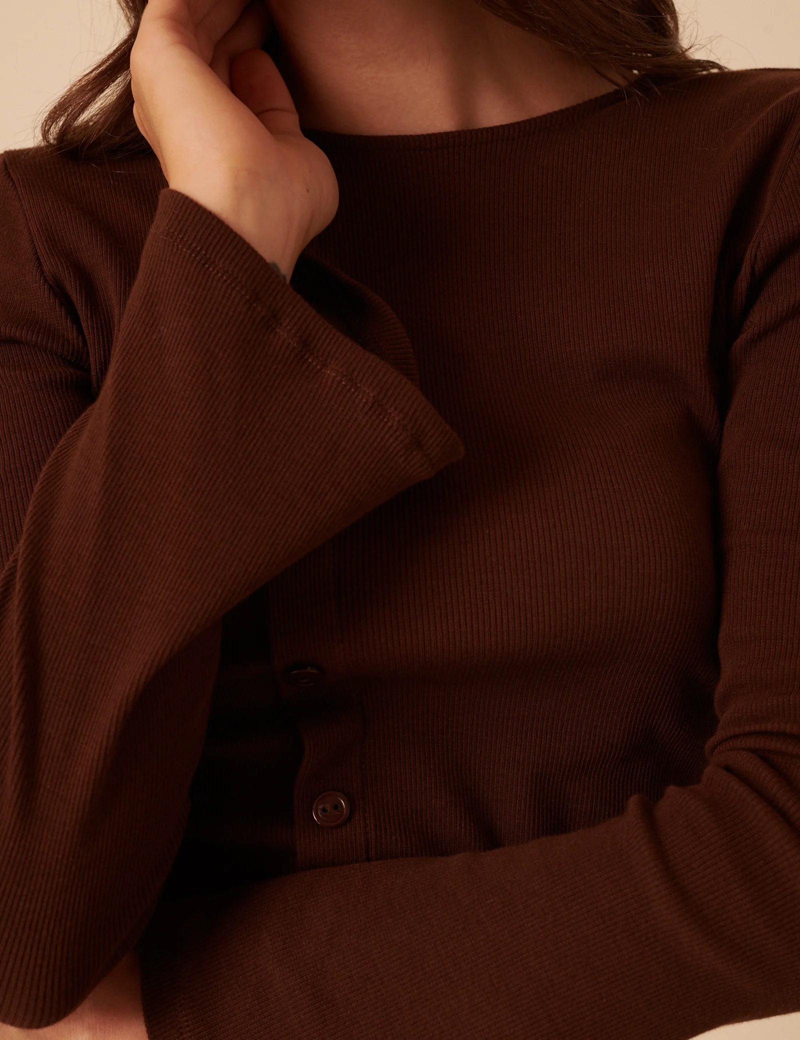 Brown Asymmetric Button Through Top - Image 5