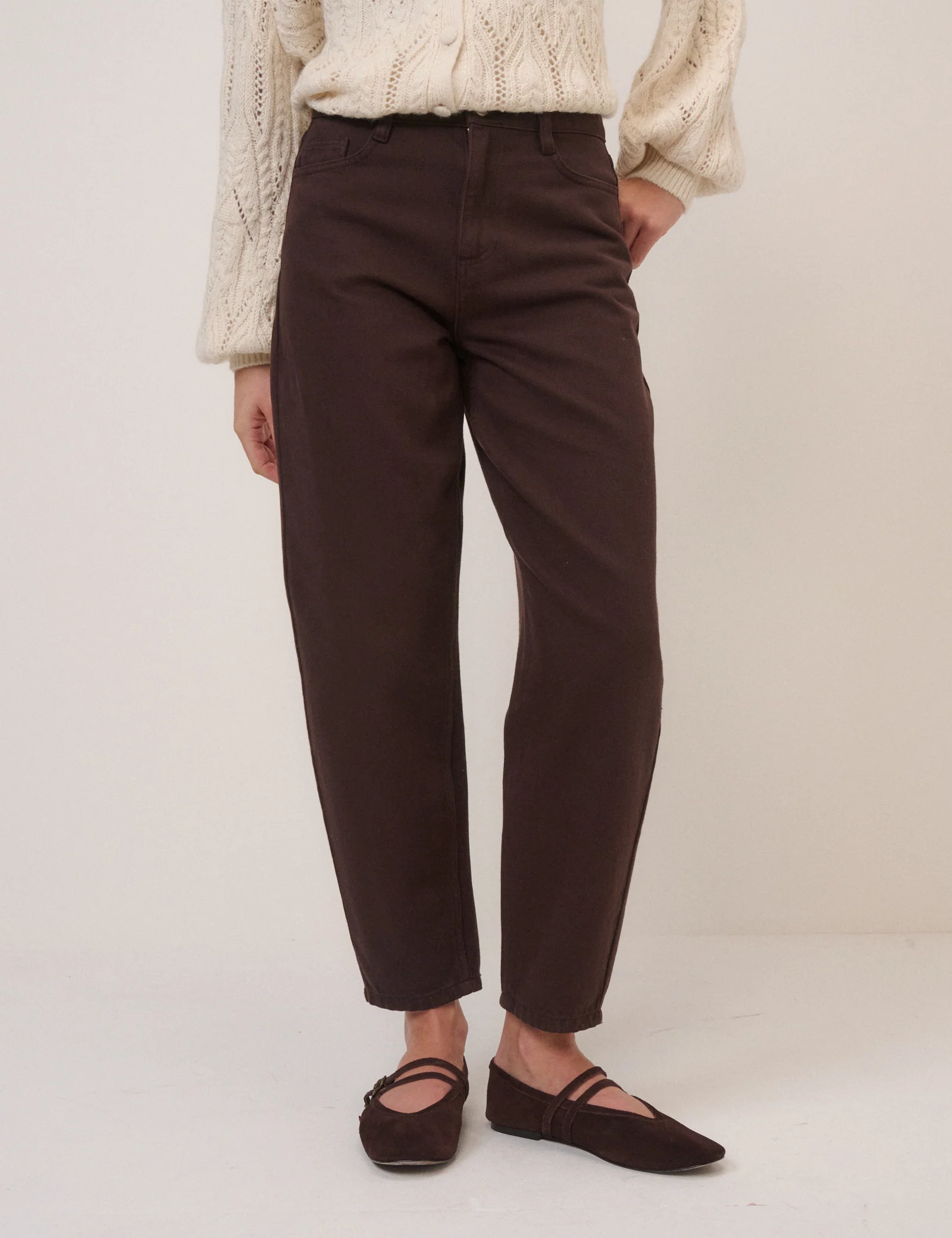 Brown High Rise Putney Barrel Leg Jeans - Image 2