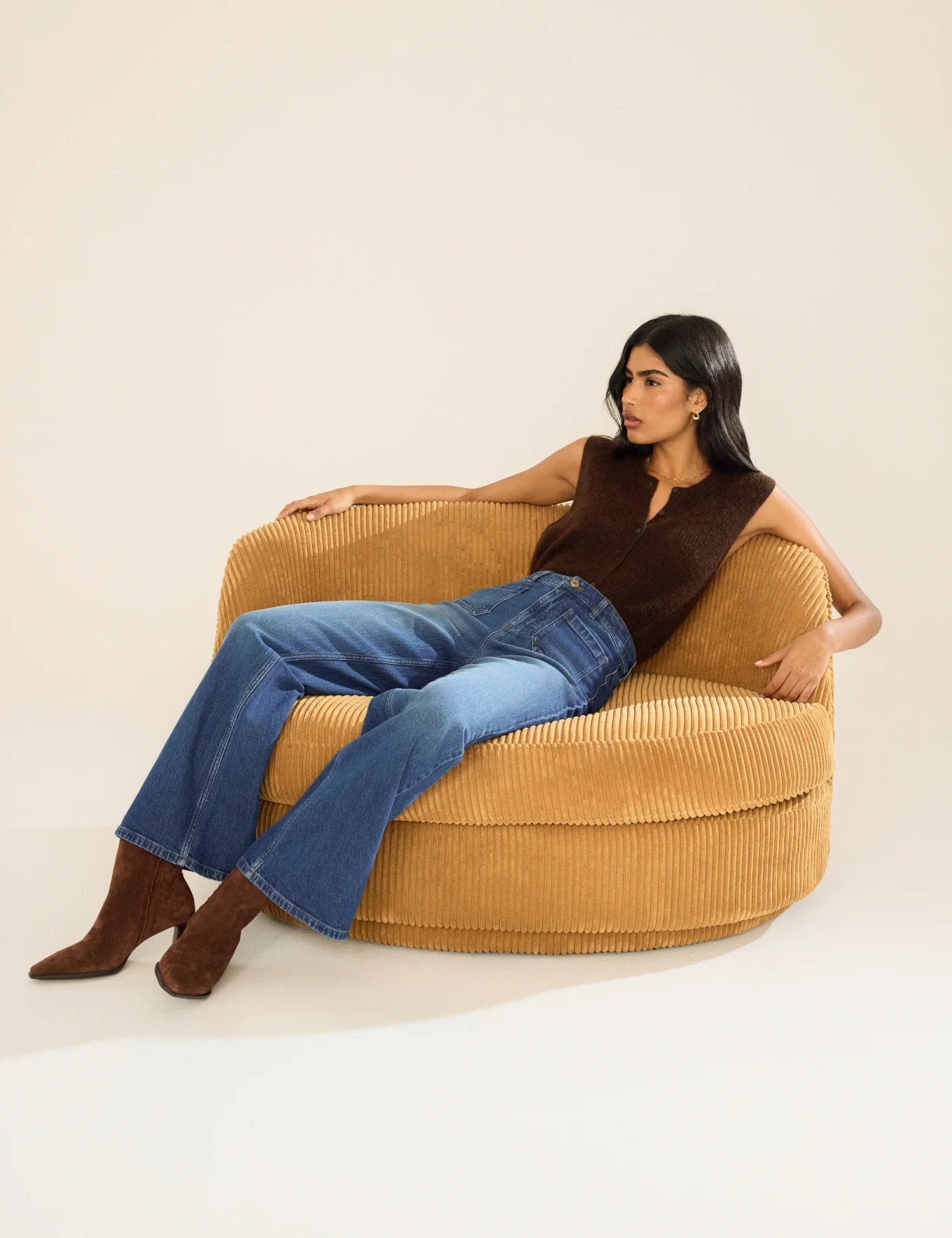 Brown Button Down Mohair Knitted Vest - Image 3