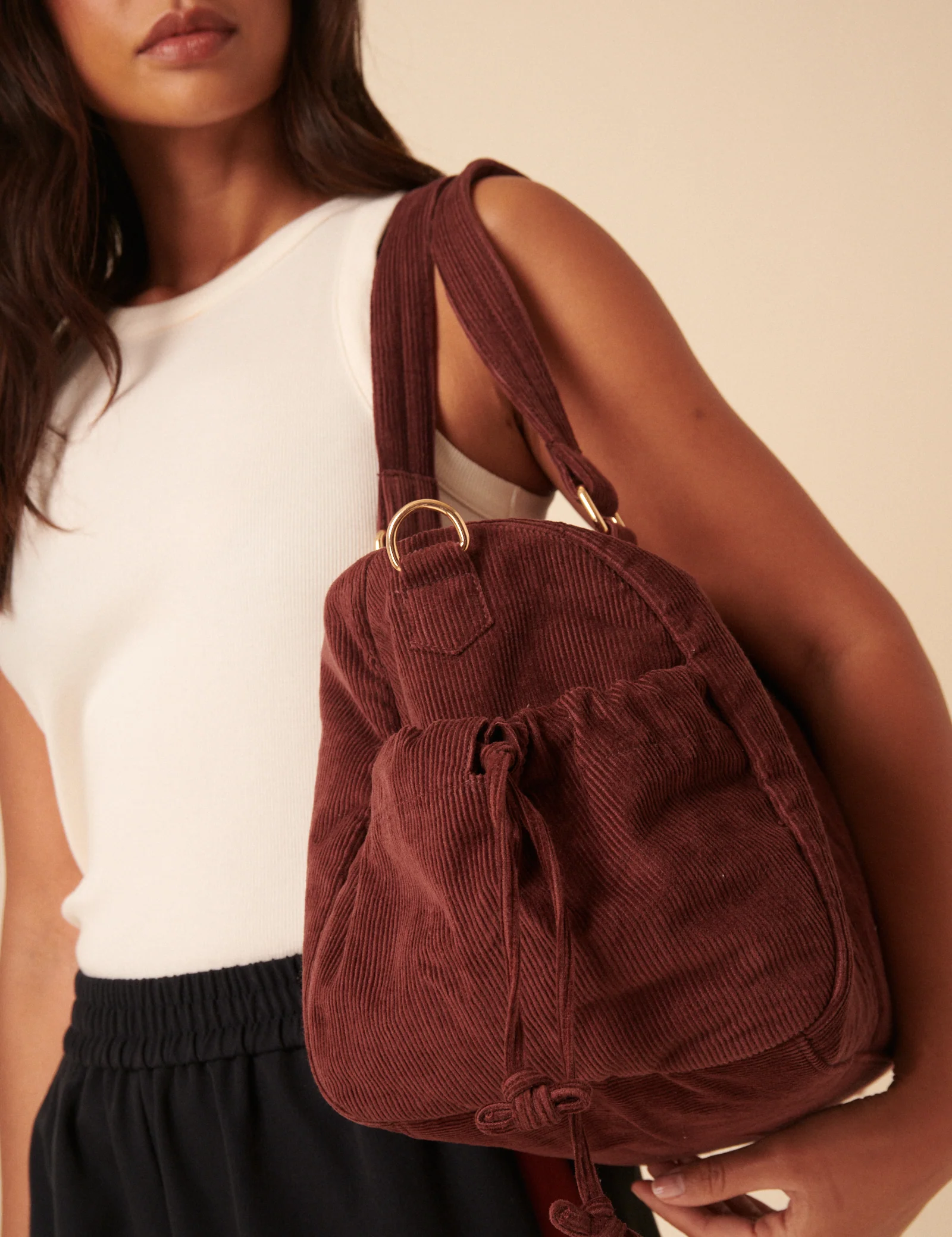 Brown Cord Holdall Bag - Image 2