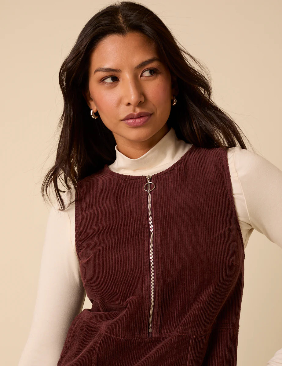 Brown Cord Homerton Pinafore Mini Dress - Image 4