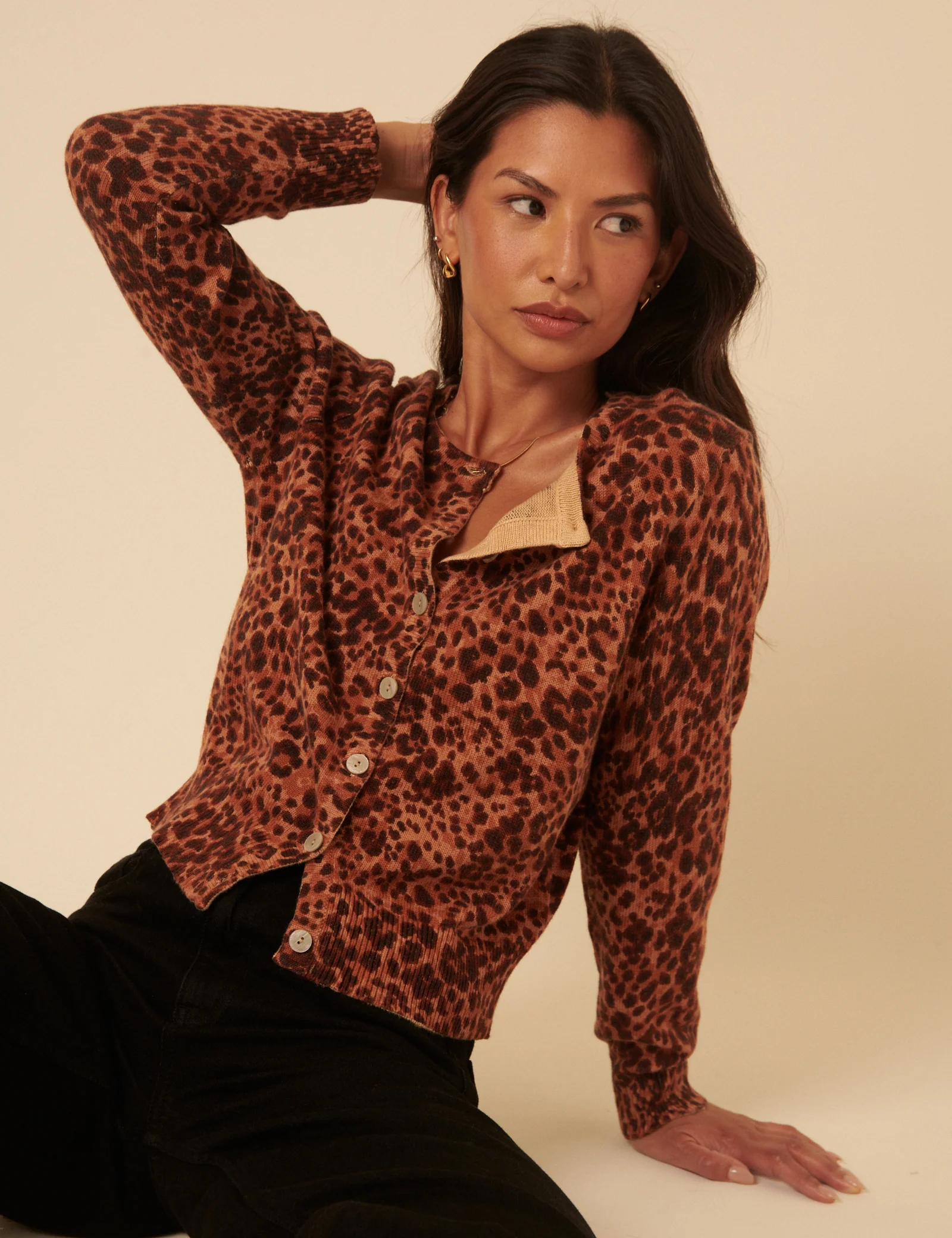 Brown Leopard Print Cardigan - Image 2