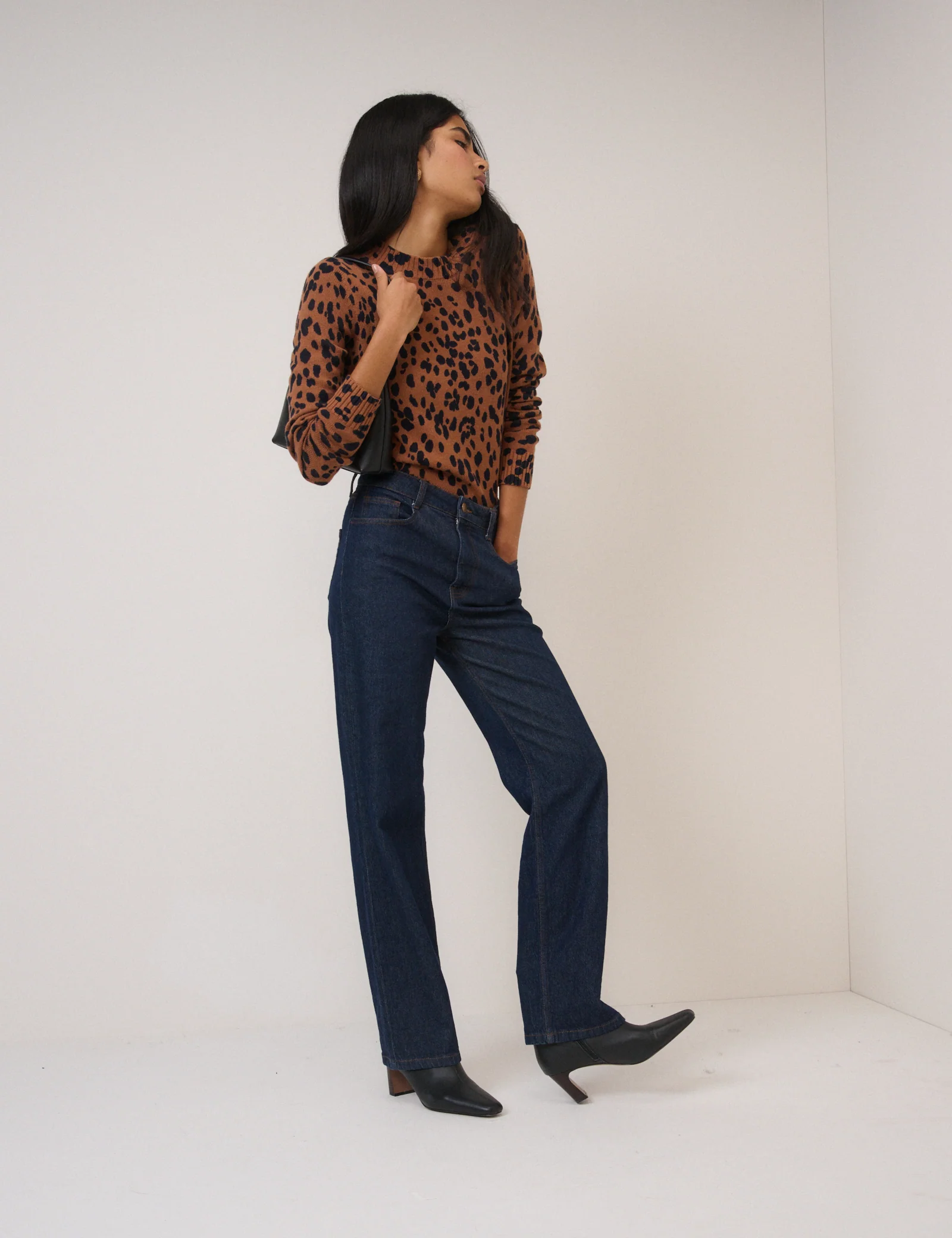 Brown Leopard Print Crew Neck Jumper - Image 4