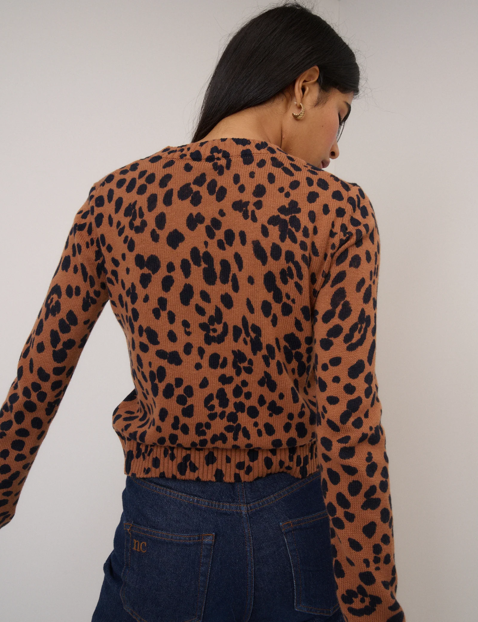 Brown Leopard Print Crew Neck Jumper - Image 5