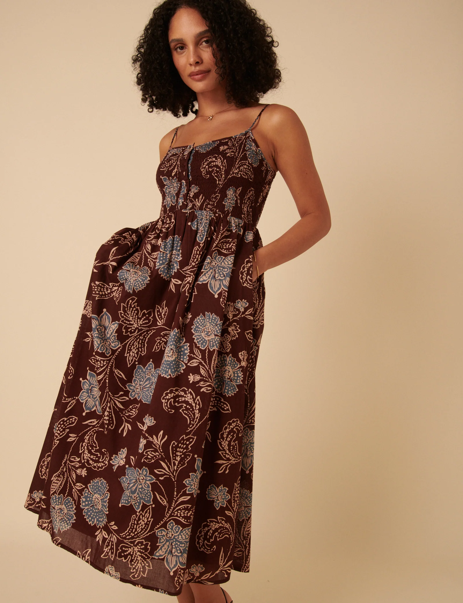 Brown Paisley Print Tamara Midi Dress - Image 3